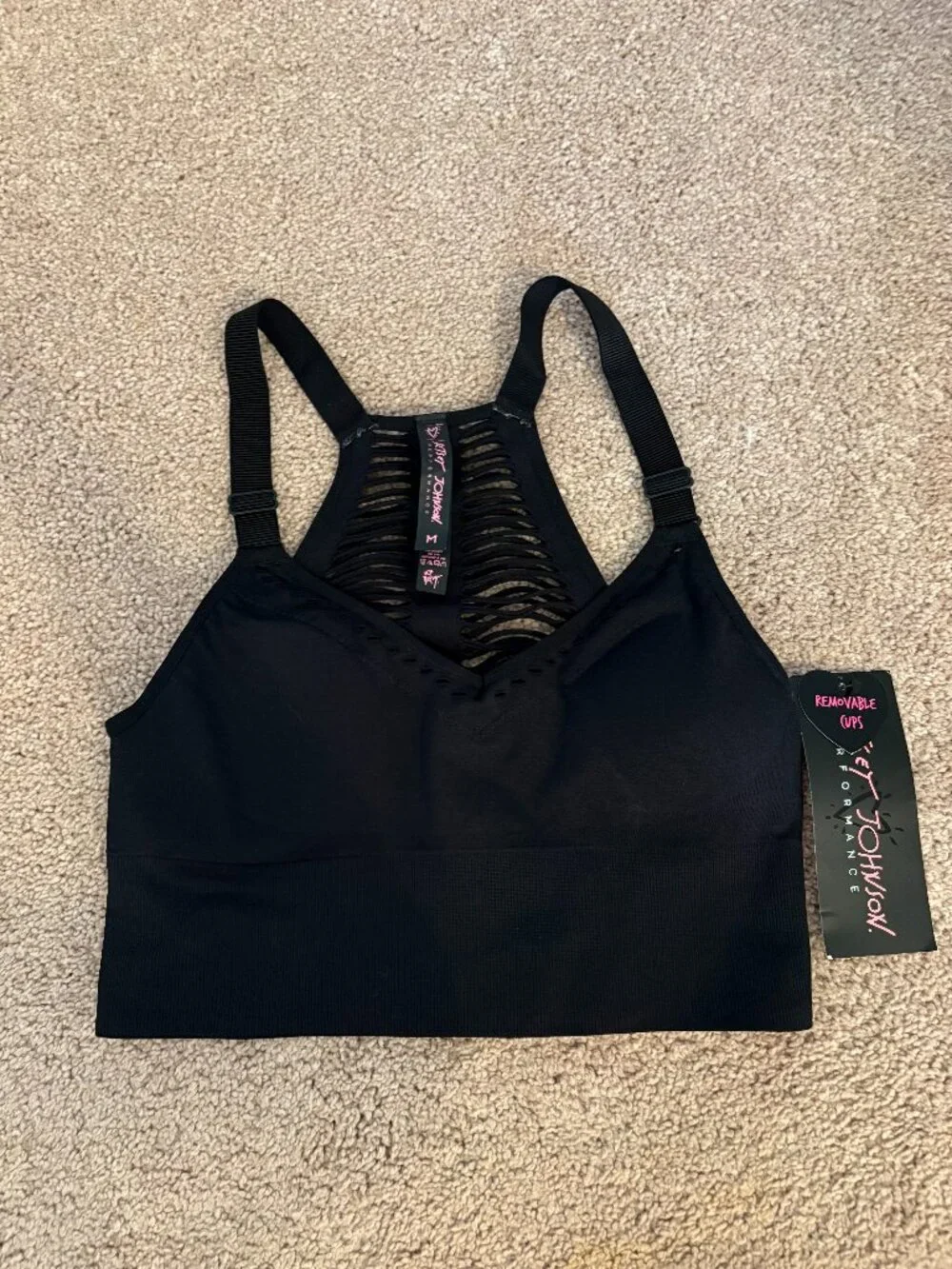 Betsey Johnson Black Seamless Racerback Sports Bra NWT Size M